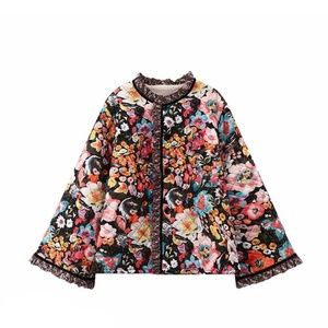 Floral Quilted Jacket in Multicolor